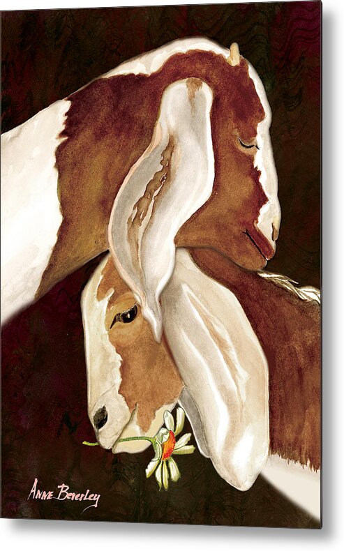 Goats Metal Print featuring the painting Mother's Love #2 by Anne Beverley-Stamps