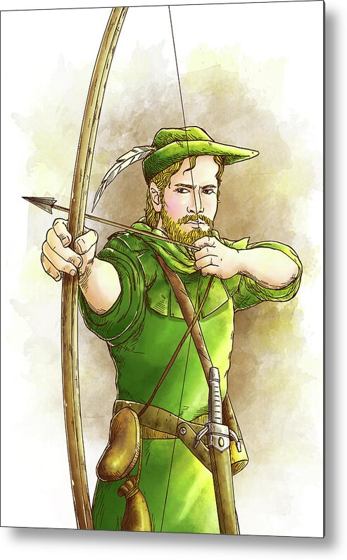Robin Hood Metal Print featuring the painting Robin Hood the Legend #2 by Reynold Jay
