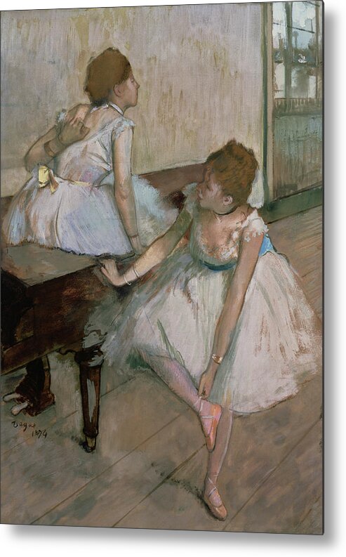 Two Dancers Resting Metal Print featuring the pastel Two Dancers Resting by Edgar Degas