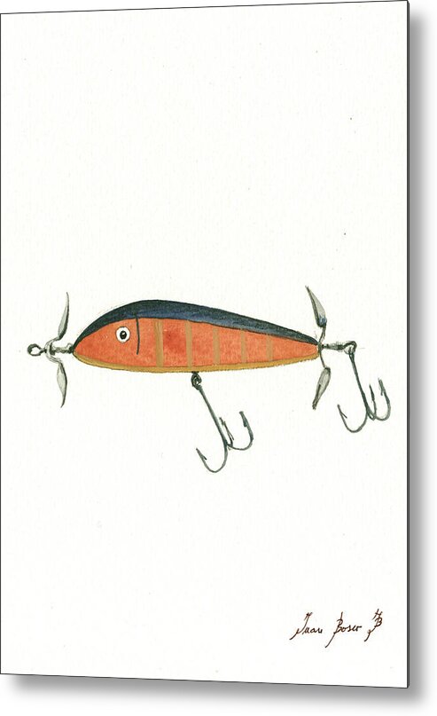 Fishing Lure Metal Print featuring the painting Fishing lure #3 by Juan Bosco