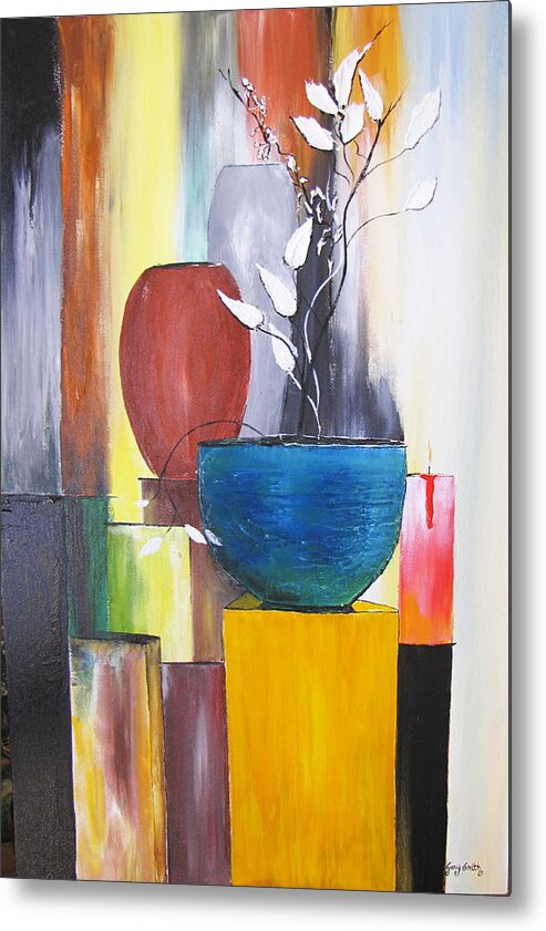 Still Life Metal Print featuring the painting 3 Vases by Gary Smith