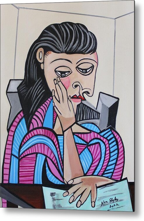 Picasso By Nora Metal Print featuring the painting Hanging Out, Picasso By Nora by Nora Shepley