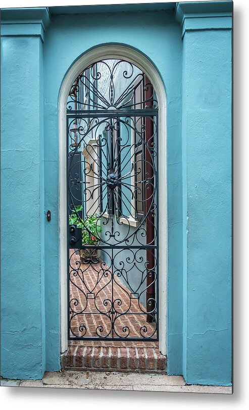 South Metal Print featuring the photograph Rainbow row street in charleston south carolina scenery and hist #6 by Alex Grichenko