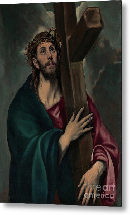 Christ Carrying The Cross Metal Print featuring the painting Christ Carrying the Cross by El Greco