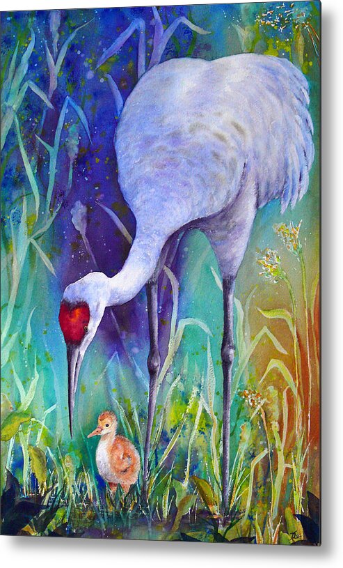Crane Metal Print featuring the painting A Time to Nurture by Dee Carpenter