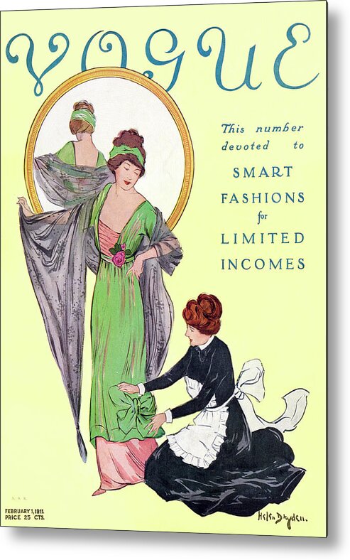 Illustration Metal Print featuring the photograph A Woman Modeling And A Maid Assisting by Helen Dryden