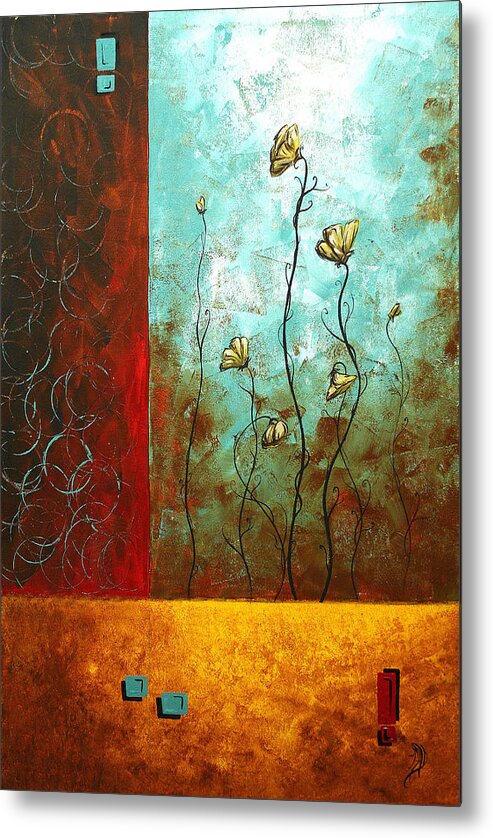 Abstract Metal Print featuring the painting Abstract Art Original Poppy Flower Painting SUBTLE CHANGES by MADART by Megan Aroon