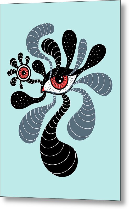 Eye Metal Print featuring the digital art Abstract Surreal Double Red Eye by Boriana Giormova