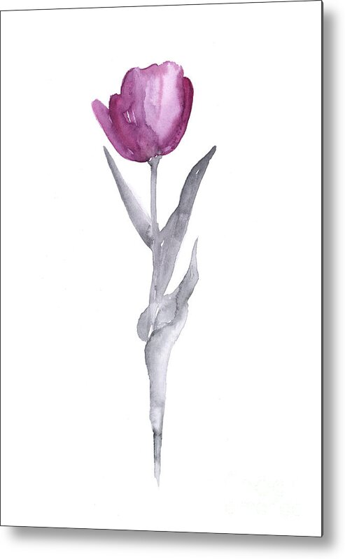 Tulip Metal Print featuring the painting Abstract tulip flower watercolor painting by Joanna Szmerdt