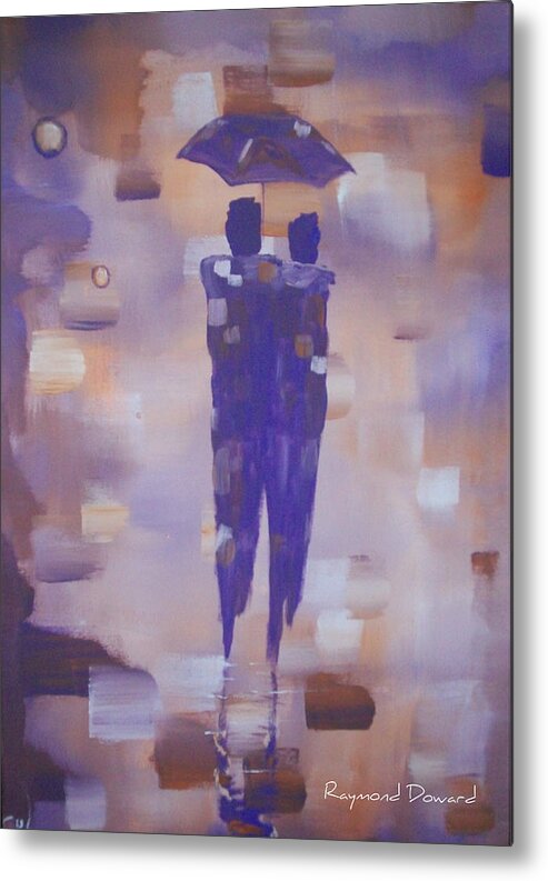 Art Metal Print featuring the painting Abstract Walk in the Rain by Raymond Doward