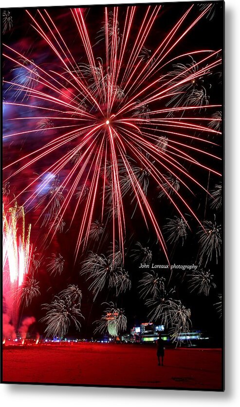 Fireworks Metal Print featuring the photograph AC Fireworks by John Loreaux