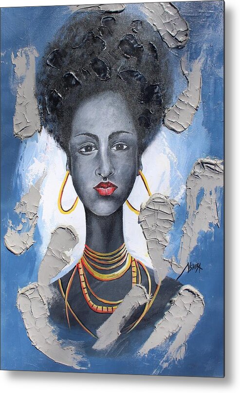 True African Art Metal Print featuring the painting African Beauty by Daniel Akortia