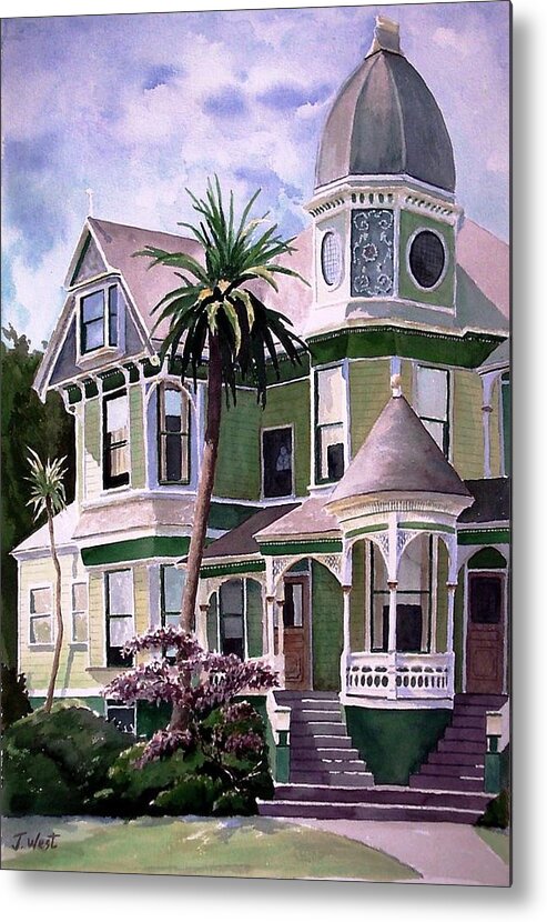 Landscape Metal Print featuring the painting Alameda Victorian by John West