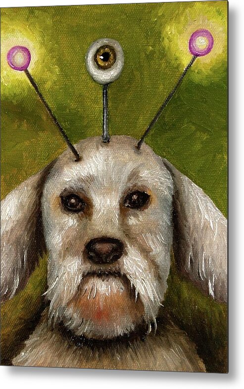 Dog Metal Print featuring the painting Alien Dog by Leah Saulnier The Painting Maniac