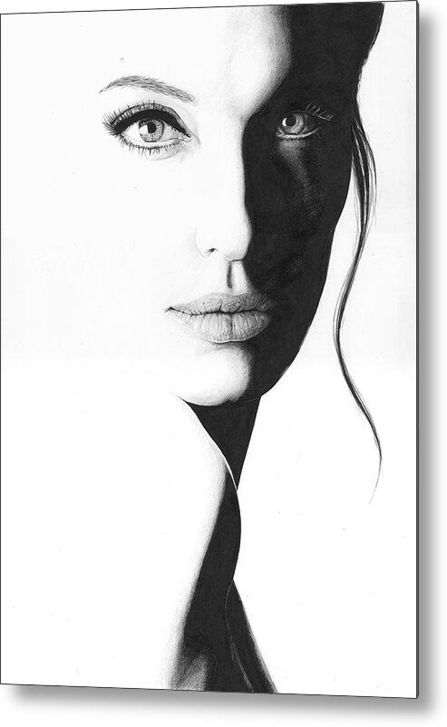 Celebrity Metal Print featuring the drawing Angelina by Rob De Vries