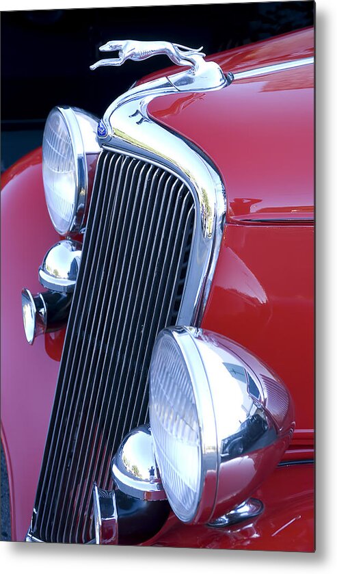 Hood Metal Print featuring the photograph Antique Car Hood Ornament by Brian Kinney