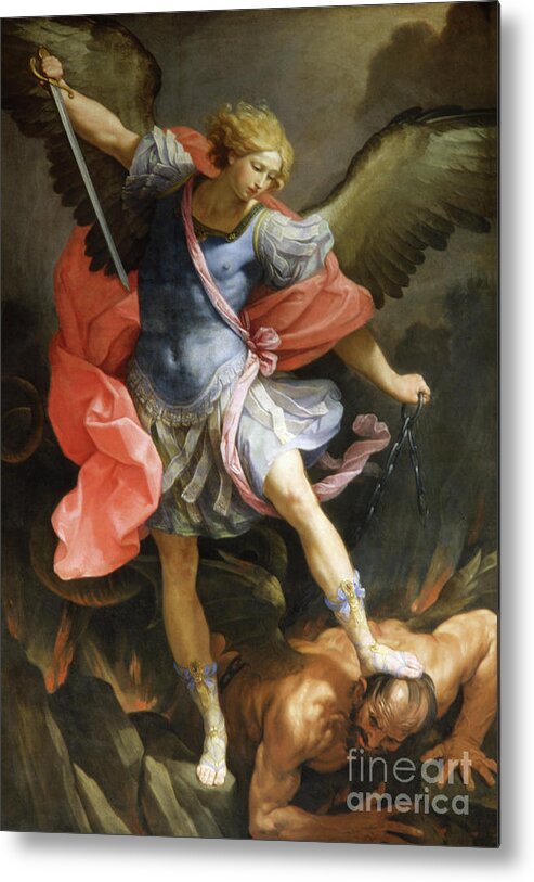 St Metal Print featuring the painting Archangel Michael Defeating Satan by Guido Reni