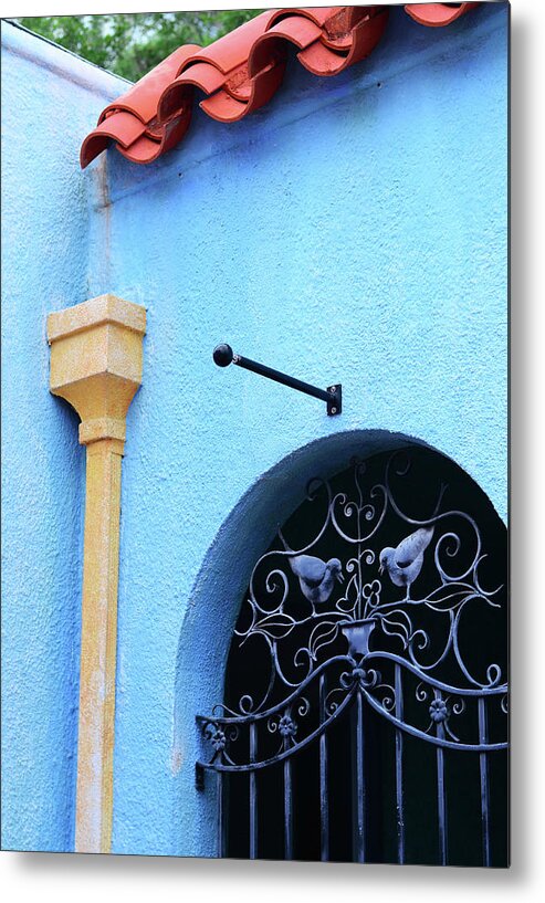 Blue Metal Print featuring the painting Architectural Photography Art - Blue Mediterranean - Sharon Cummings by Sharon Cummings