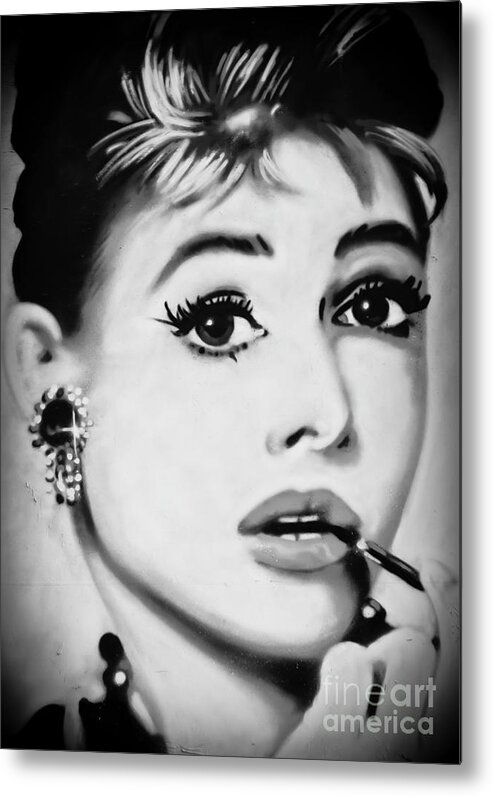Actress Woman Metal Print featuring the photograph Audrey Hepburn mural by Yurix Sardinelly