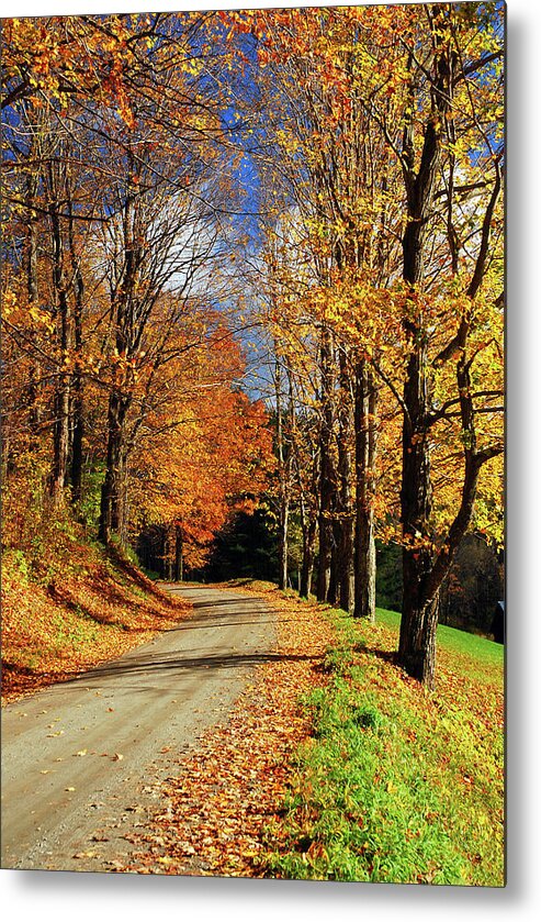 Woodstock Metal Print featuring the photograph Autumn Country Road by James Kirkikis