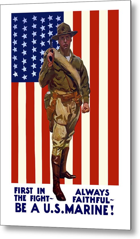Marine Corps Metal Print featuring the painting Be A US Marine by War Is Hell Store