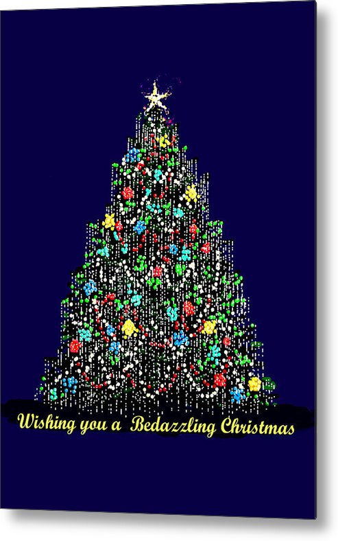 Christmas Metal Print featuring the digital art Bedazzled Christmas Card by R Allen Swezey