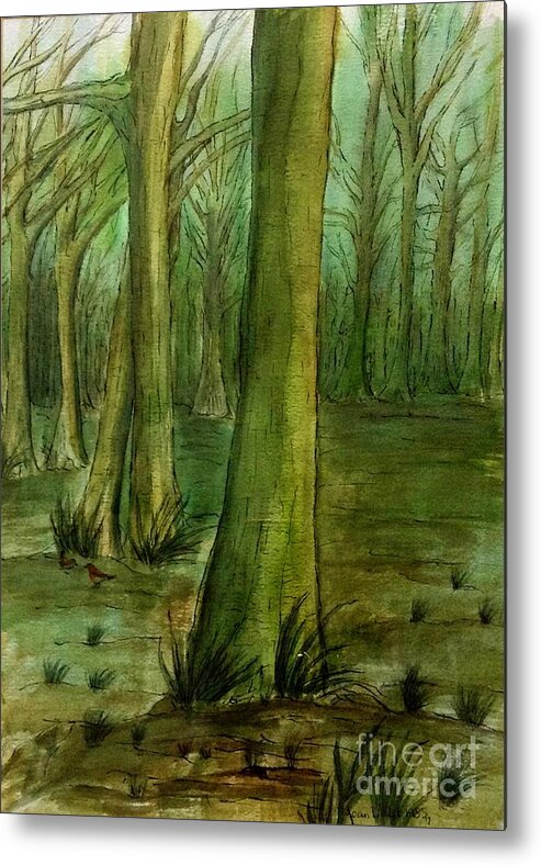 Beech Trees Metal Print featuring the painting Beech Woods by Joan-Violet Stretch