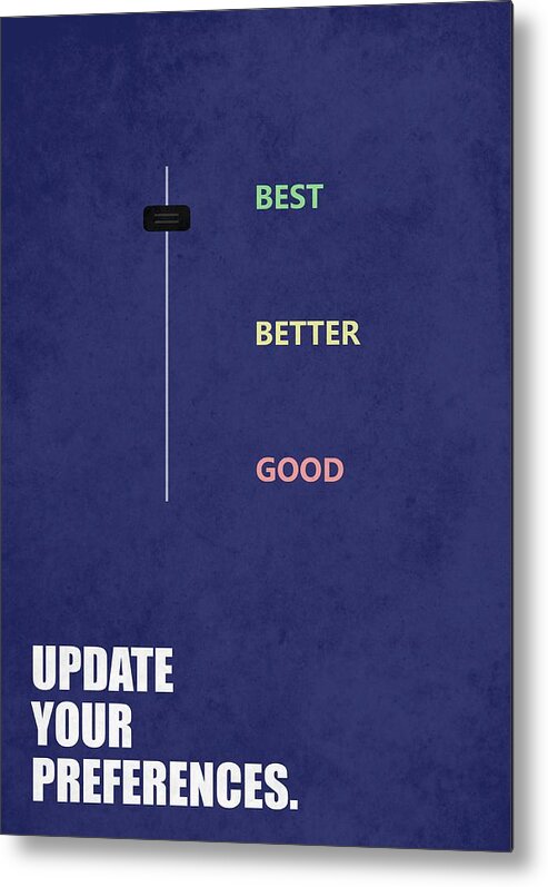 Corporate Startup Metal Print featuring the digital art Best,Better,Good Update Your Preferences Corporate Start-up Quotes Poster by Lab No 4