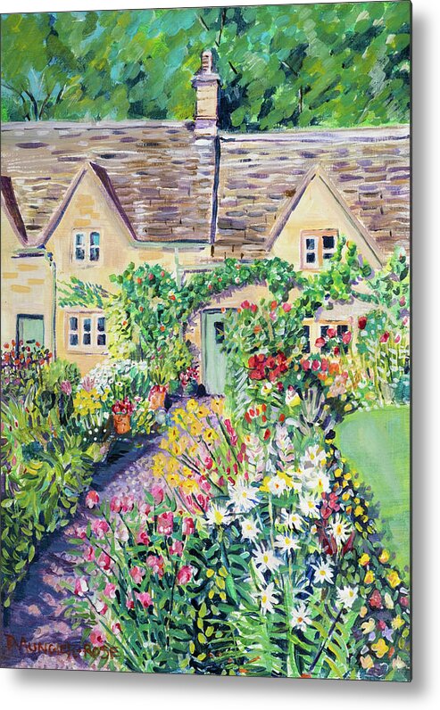 Acrylic Metal Print featuring the painting Bibury Cottage Garden by Seeables Visual Arts