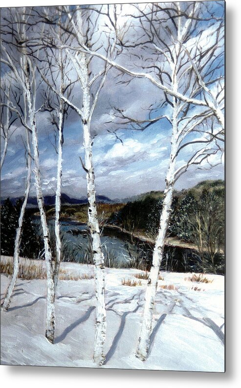 Winter Landscape Metal Print featuring the painting Birches in Winter White by Marie Witte