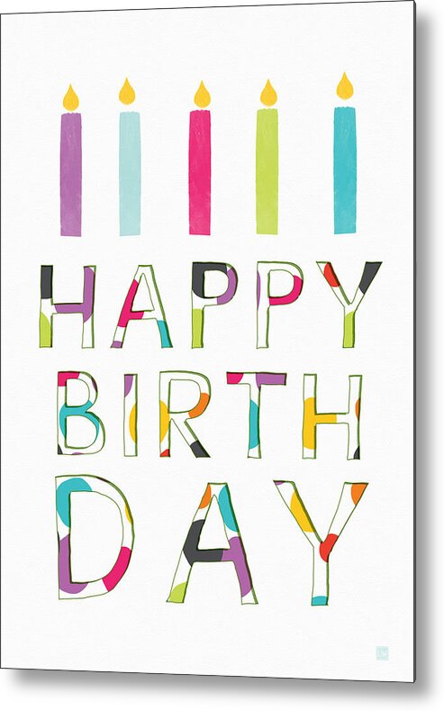 Candles Metal Print featuring the digital art Birthday Candles- Art by Linda Woods by Linda Woods