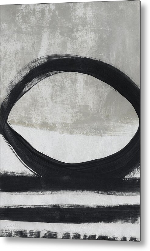 Abstract Metal Print featuring the painting Black and White Abstract 2- Art by Linda Woods by Linda Woods