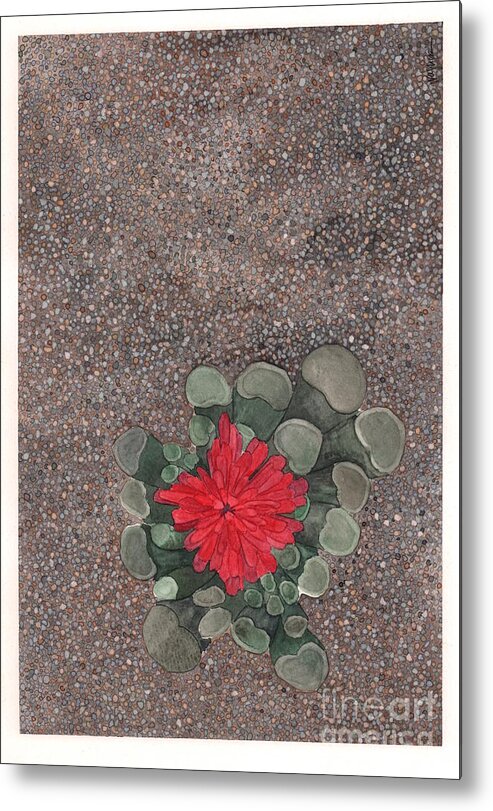 Succulent Metal Print featuring the painting Blooming Succulent by Hilda Wagner