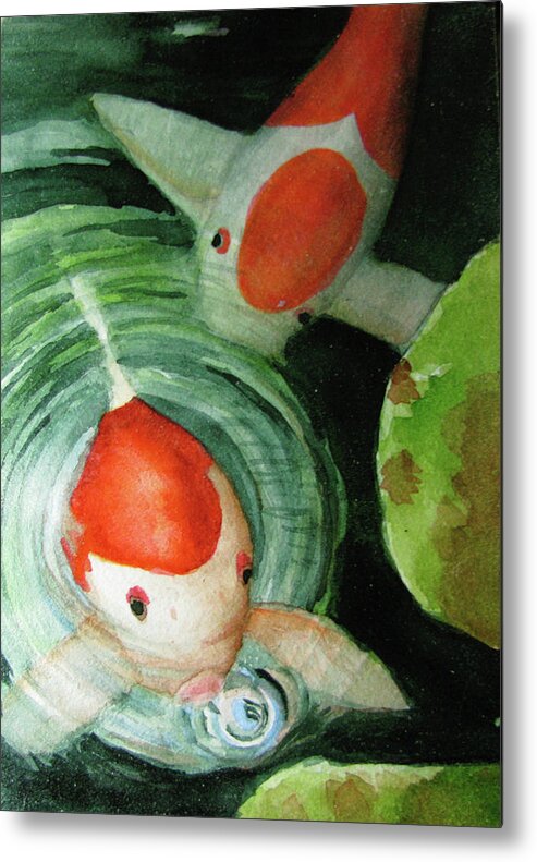 Koi Metal Print featuring the painting Blowing Bubbles by April Burton