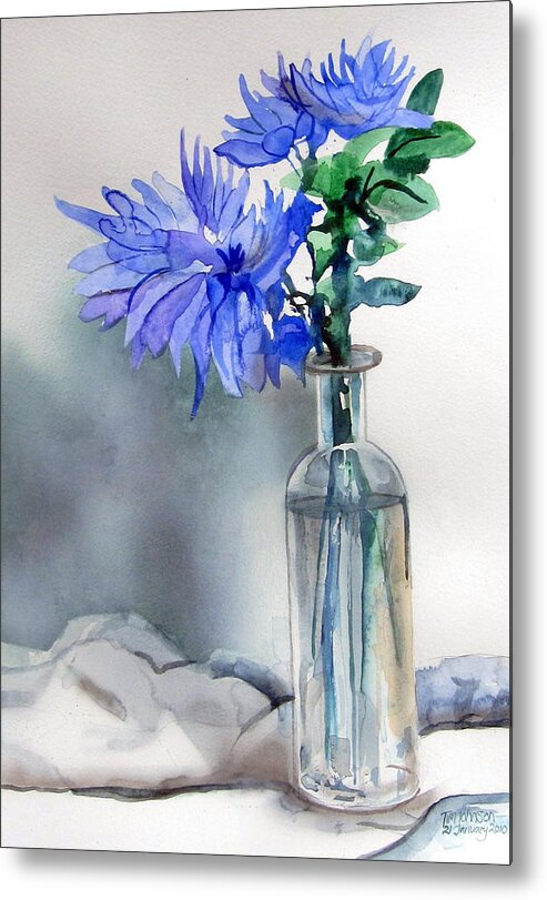 Floral Metal Print featuring the painting Blue Flowers by Tim Johnson