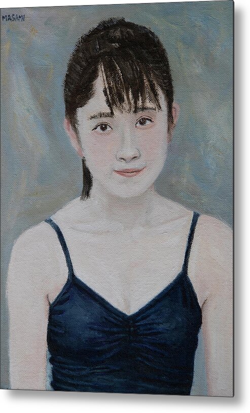 Portrait Metal Print featuring the painting Blue Top by Masami IIDA