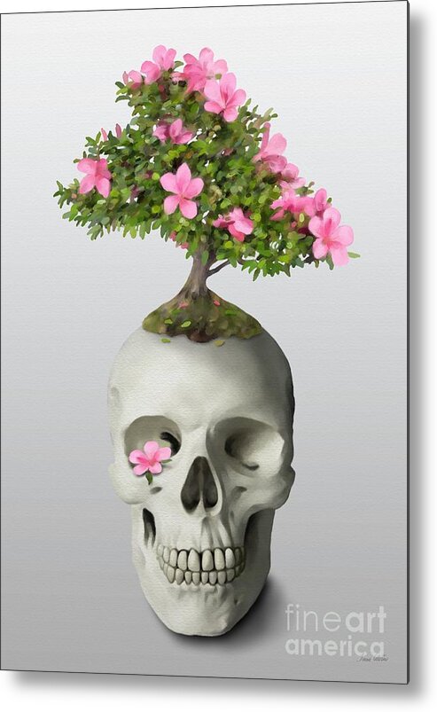 Painting Metal Print featuring the painting Bonsai Skull by Ivana Westin