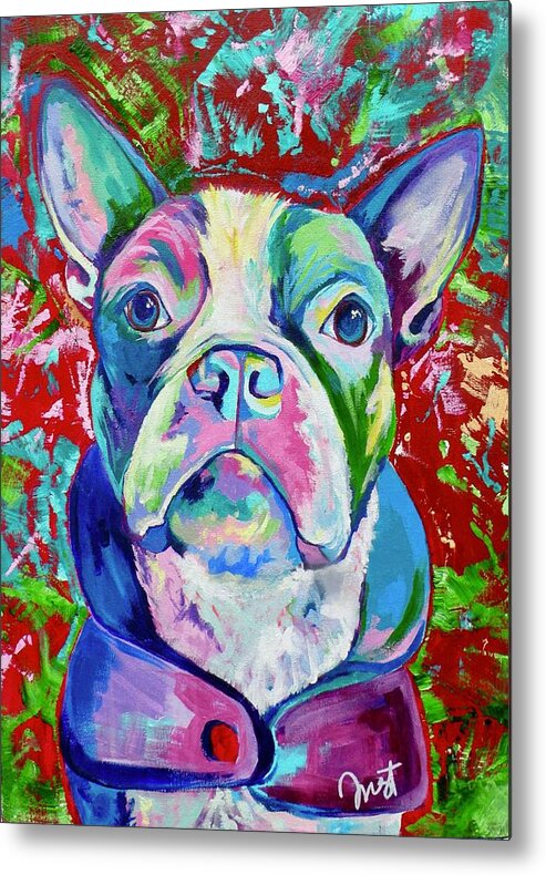  Metal Print featuring the painting Boston Terrier by Janice Westfall