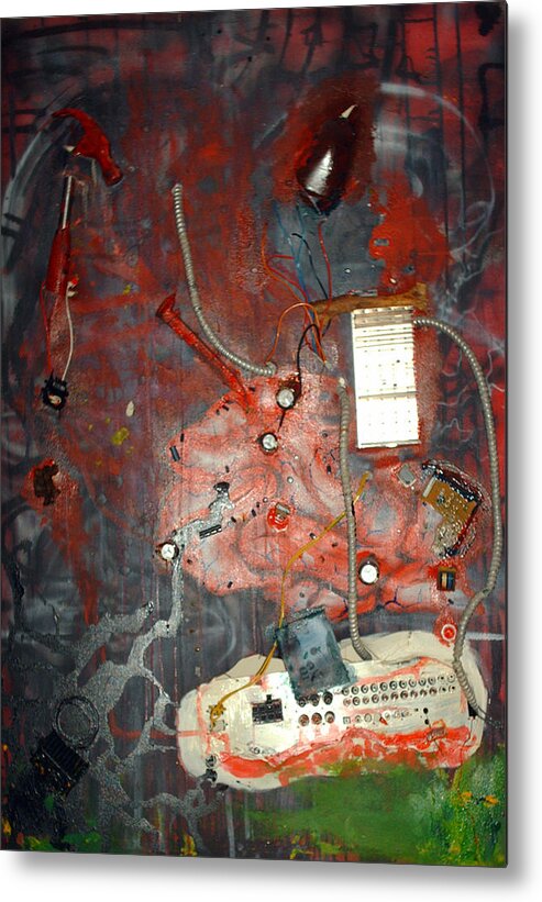 Collage Metal Print featuring the painting Brain Surgery by Leigh Odom