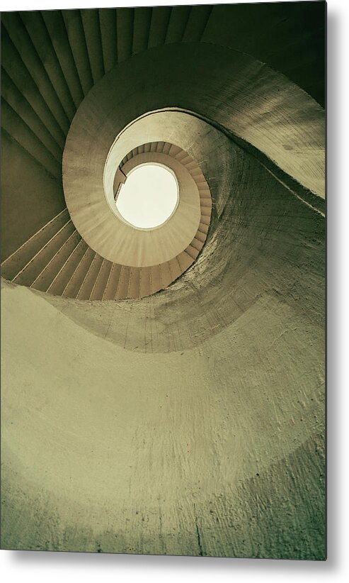 Stairs Metal Print featuring the photograph Brown spiral stairs by Jaroslaw Blaminsky