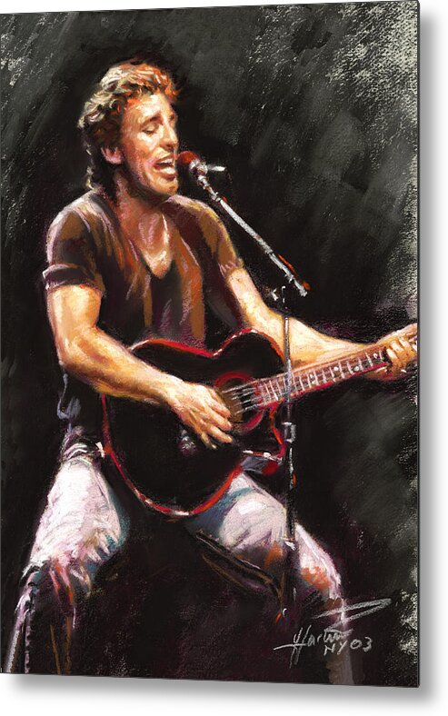 Bruce Springsteen Metal Poster featuring the pastel Bruce Springsteen by Ylli Haruni