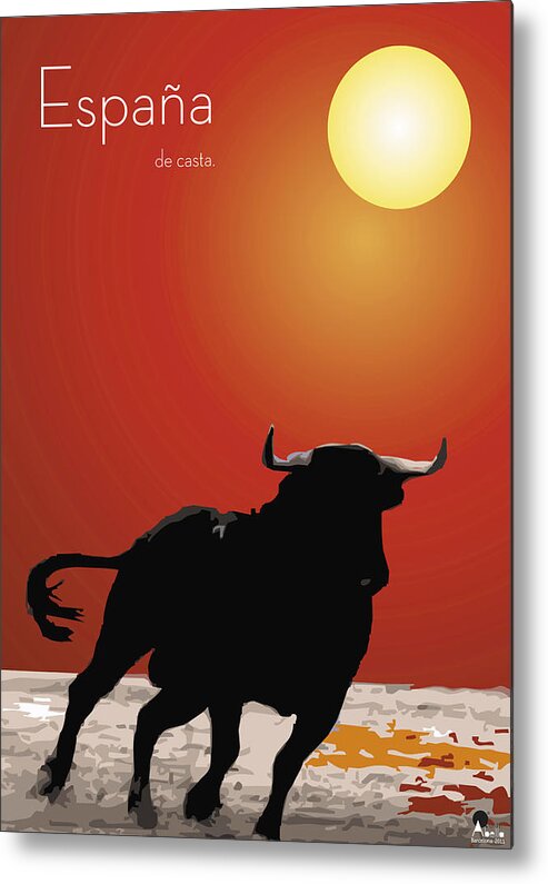 Toro Bravo Metal Print featuring the digital art Spanish Bull Run by Quim Abella
