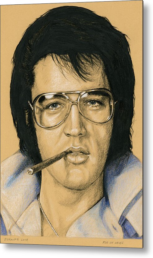 Elvis Metal Print featuring the drawing Burning Love by Rob De Vries