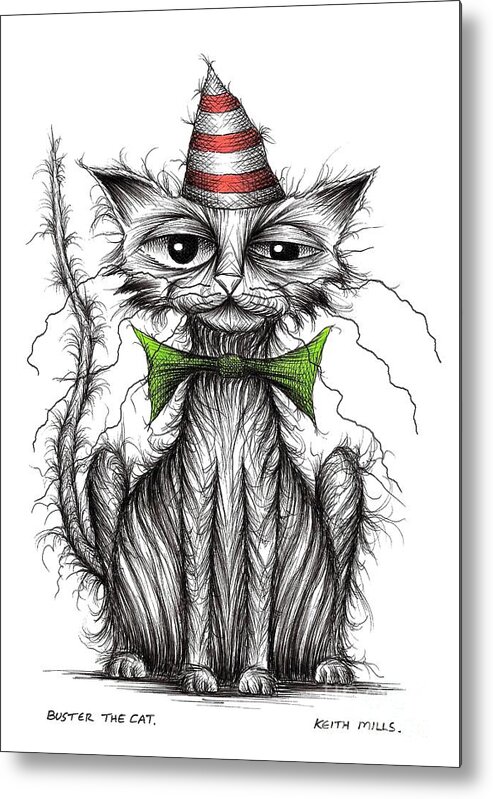 Buster Metal Print featuring the drawing Buster the cat by Keith Mills