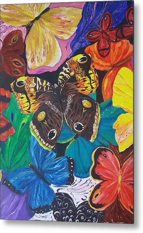 Butterfly Metal Print featuring the painting Butterflies 2 by Rita Fetisov