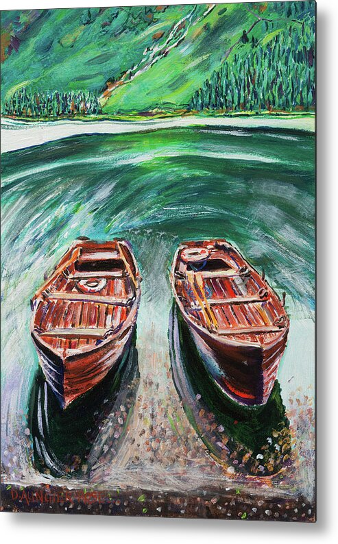 Acrylic Metal Print featuring the painting Buttermere Boats by Seeables Visual Arts