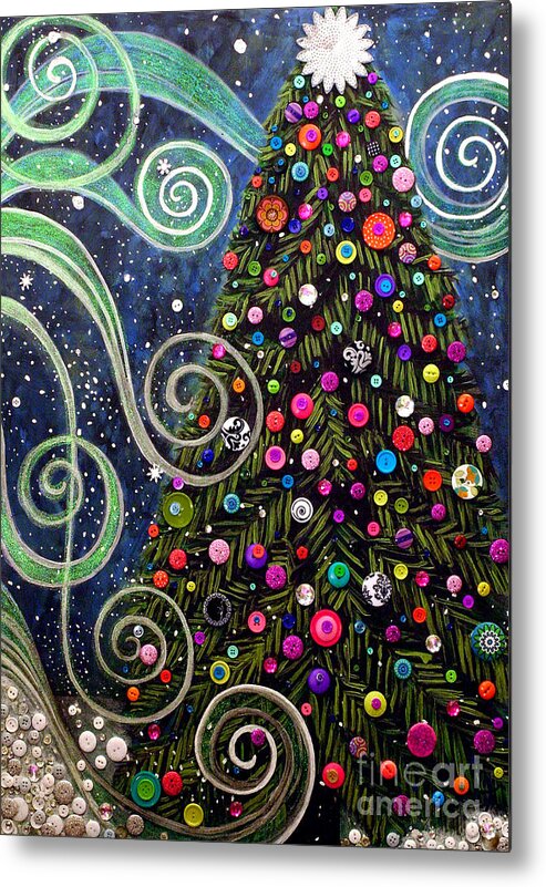 Holiday Metal Print featuring the painting Button tree 0012-Holiday by Monica Furlow