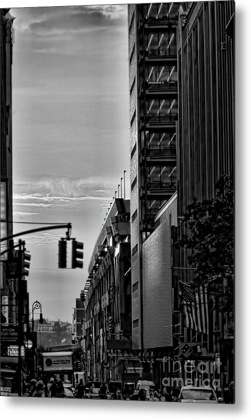 New York Metal Print featuring the photograph Bw streets downtown by Chuck Kuhn