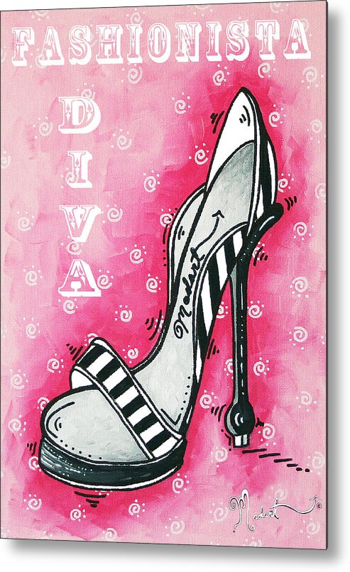 Art Metal Print featuring the painting By Pink Design by MADART by Megan Aroon