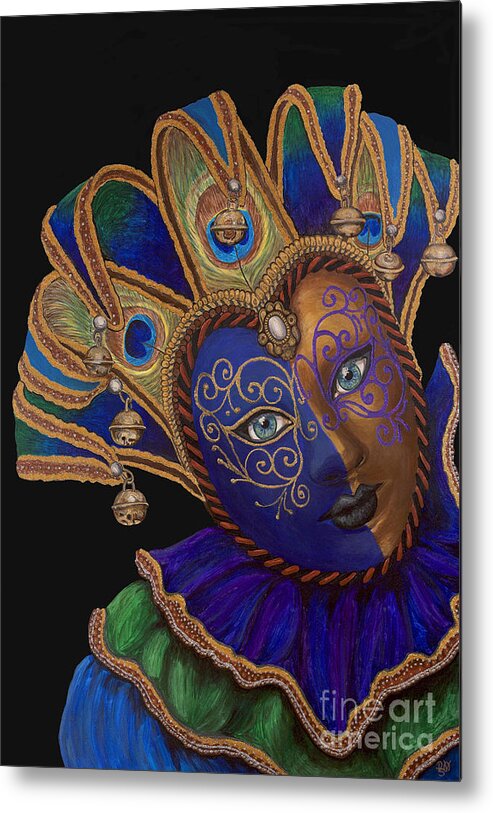 Carnival Metal Print featuring the painting Carnival Peacock Jester by Patty Vicknair